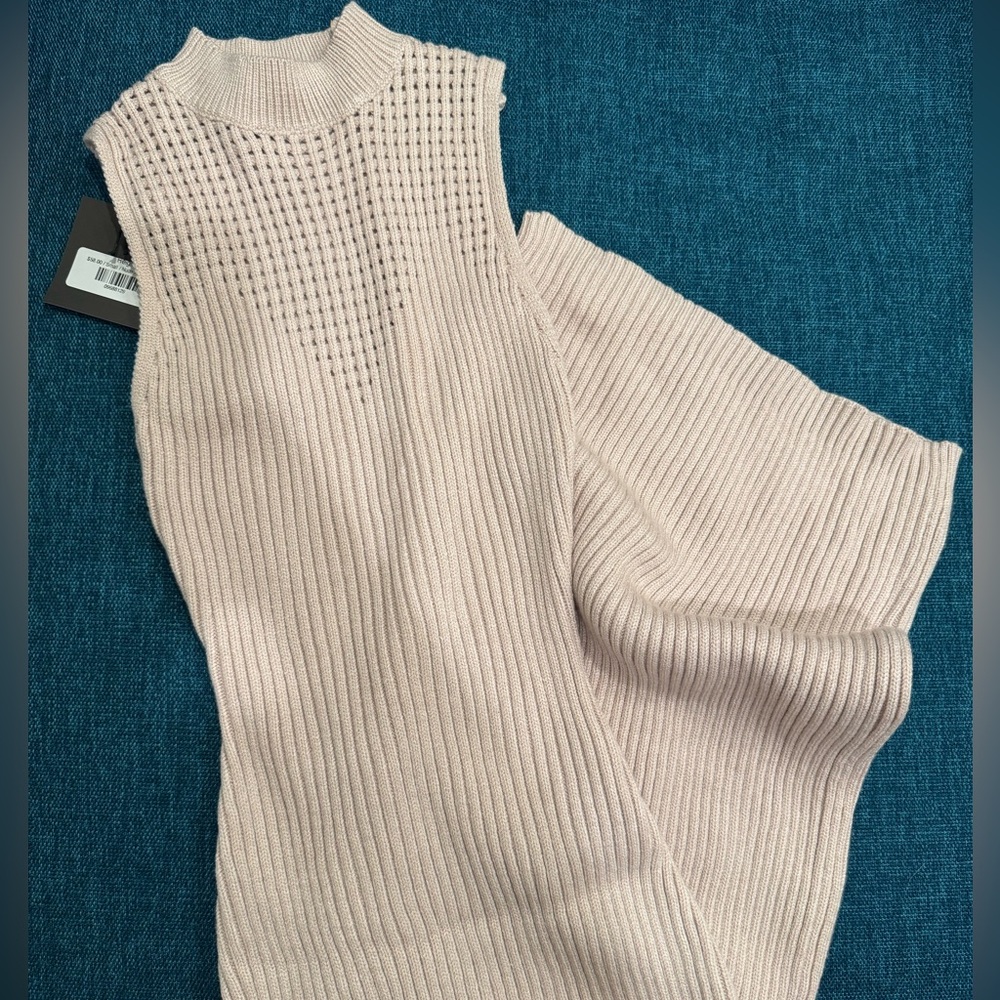 Le Lis Tan Nude Knit Ribbed Midi Sweater Dress